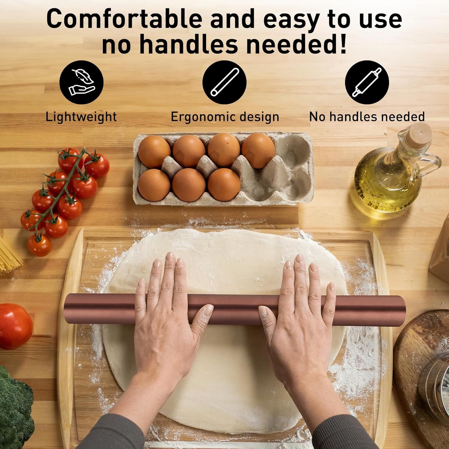 Durable & Lightweight Construction Rolling Pin by Zulay Kitchen