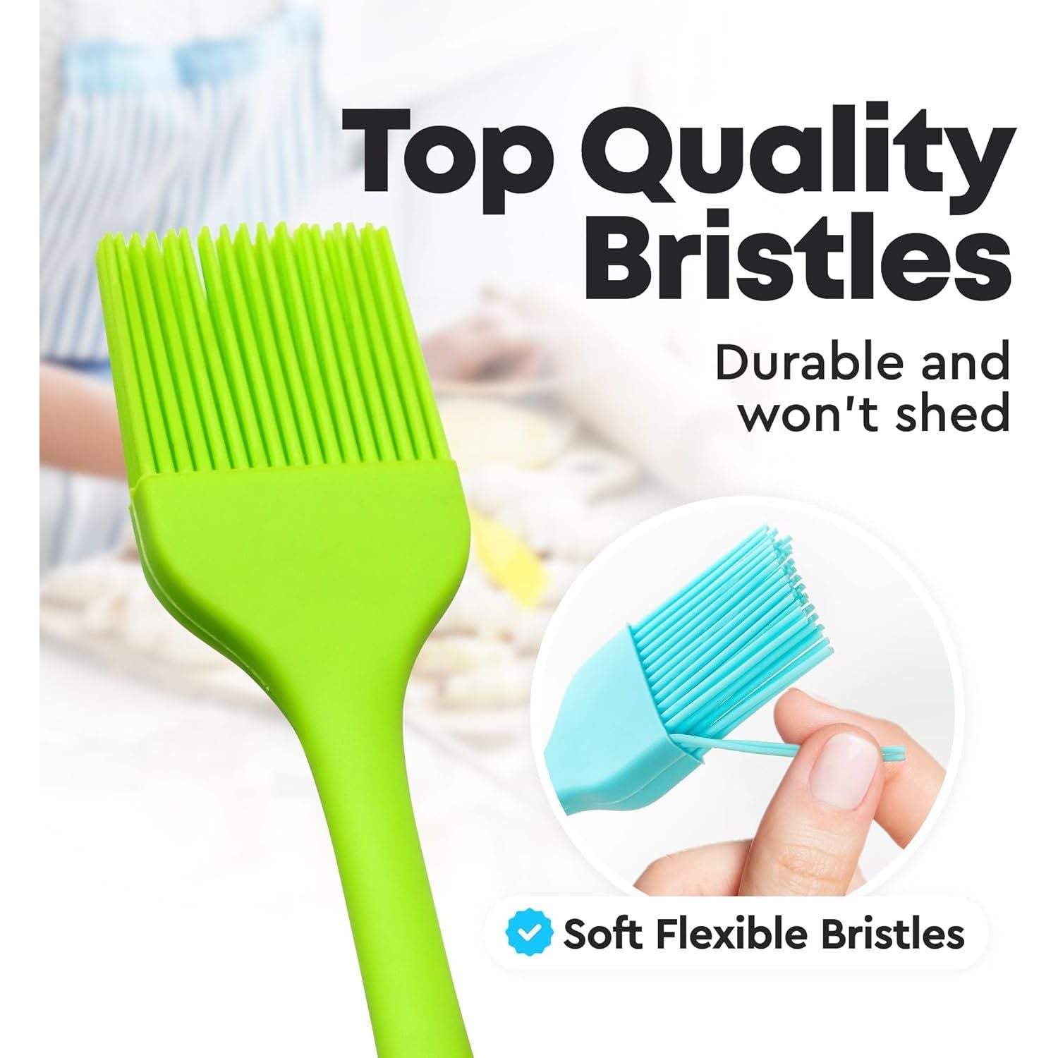 Basting Pastry Brush, 8” Silicone Flexible Brushes for Baking, White, 5Pcs