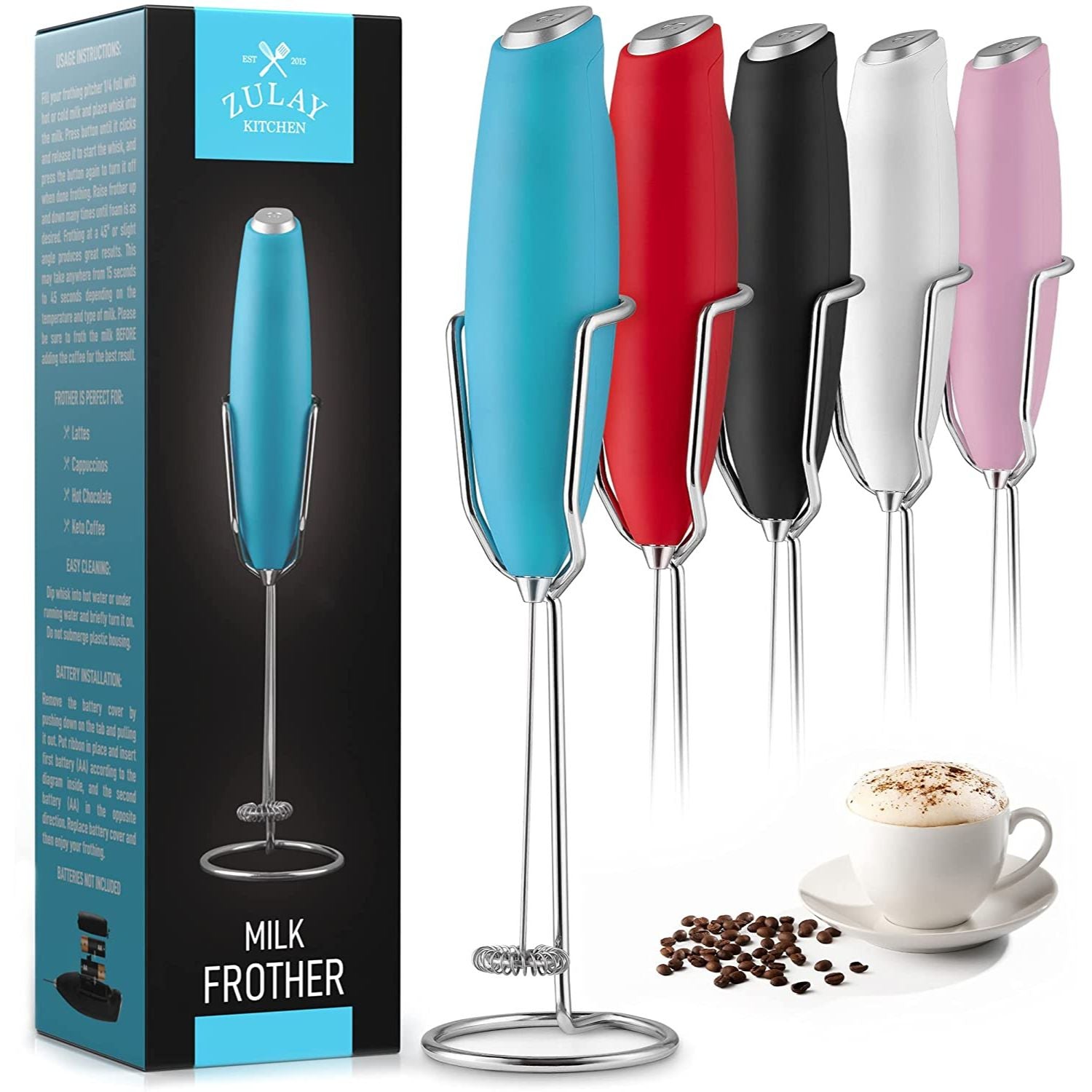 Zulay Kitchen Milk Frother With Holster Stand - Walnut, 1 - Kroger