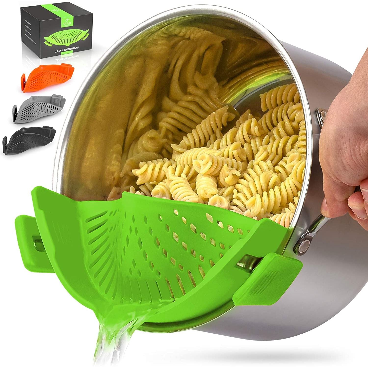 Adjustable Silicone Pot Strainer for Pots, Pans and Bowls - Green by Zulay Kitchen