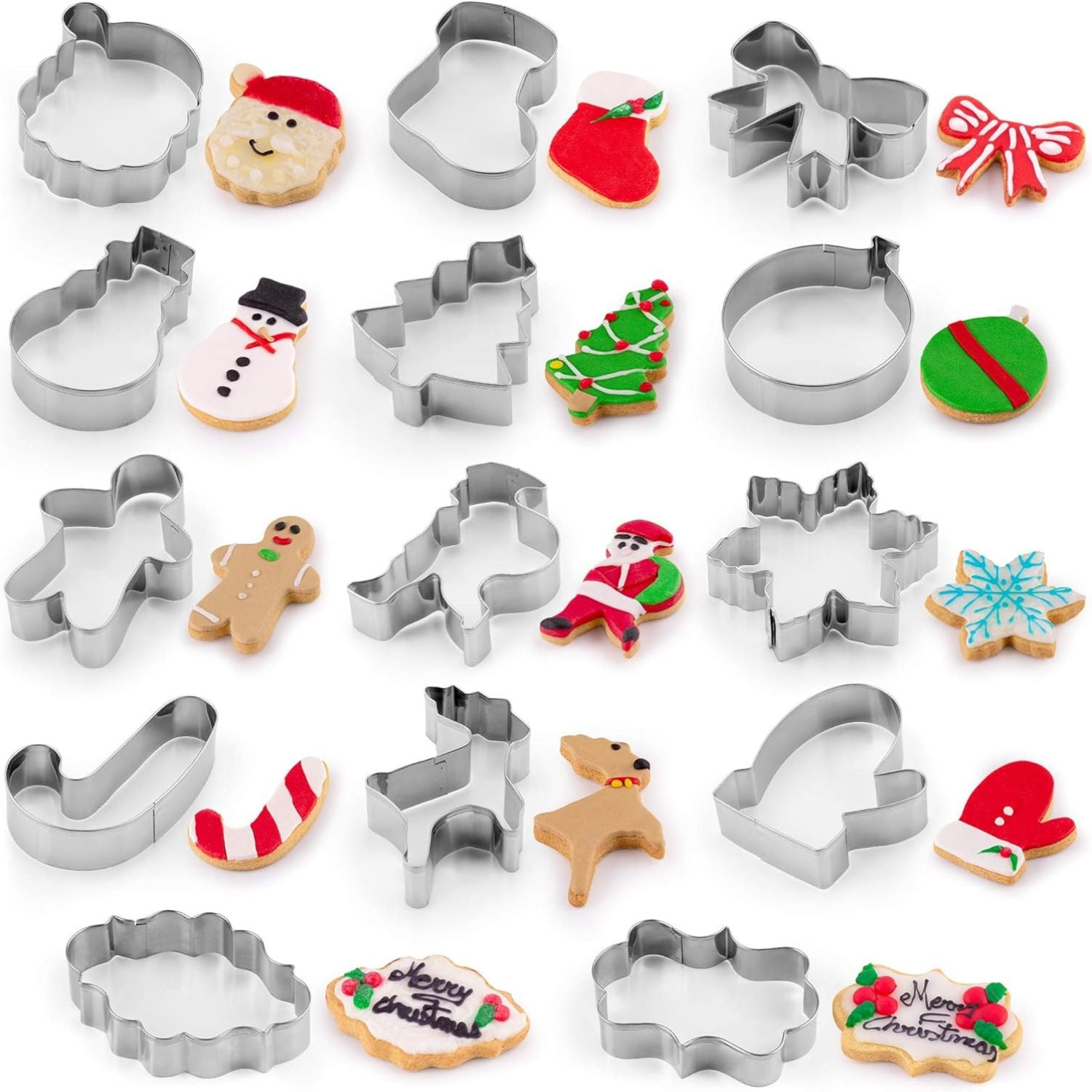 Christmas Holiday Cookie Cutters – 14 Piece Set by Zulay Kitchen