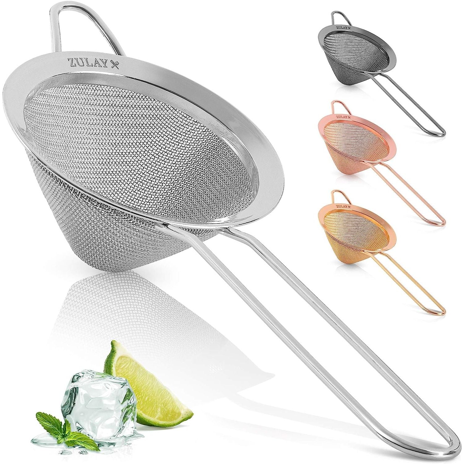 Cone Shaped Cocktail Strainer - Silver by Zulay Kitchen