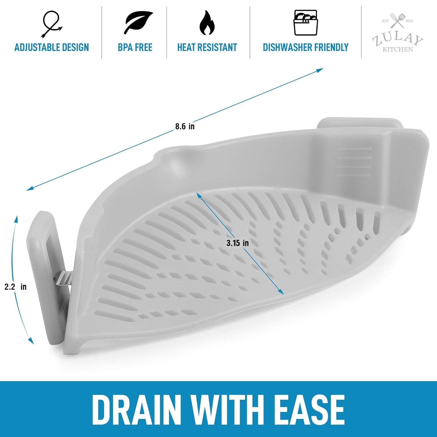 Drain with Ease Silicone Pot Strainer by Zulay Kitchen