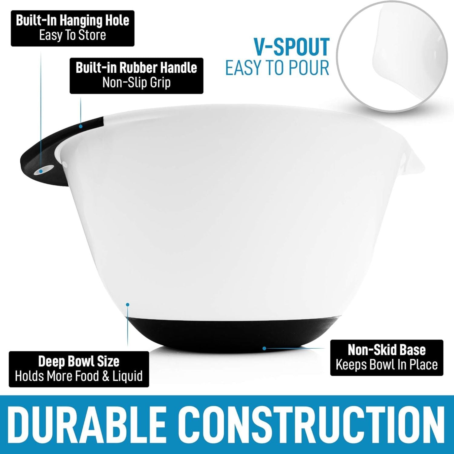 Durable Construction Mixing Bowl by Zulay Kitchen