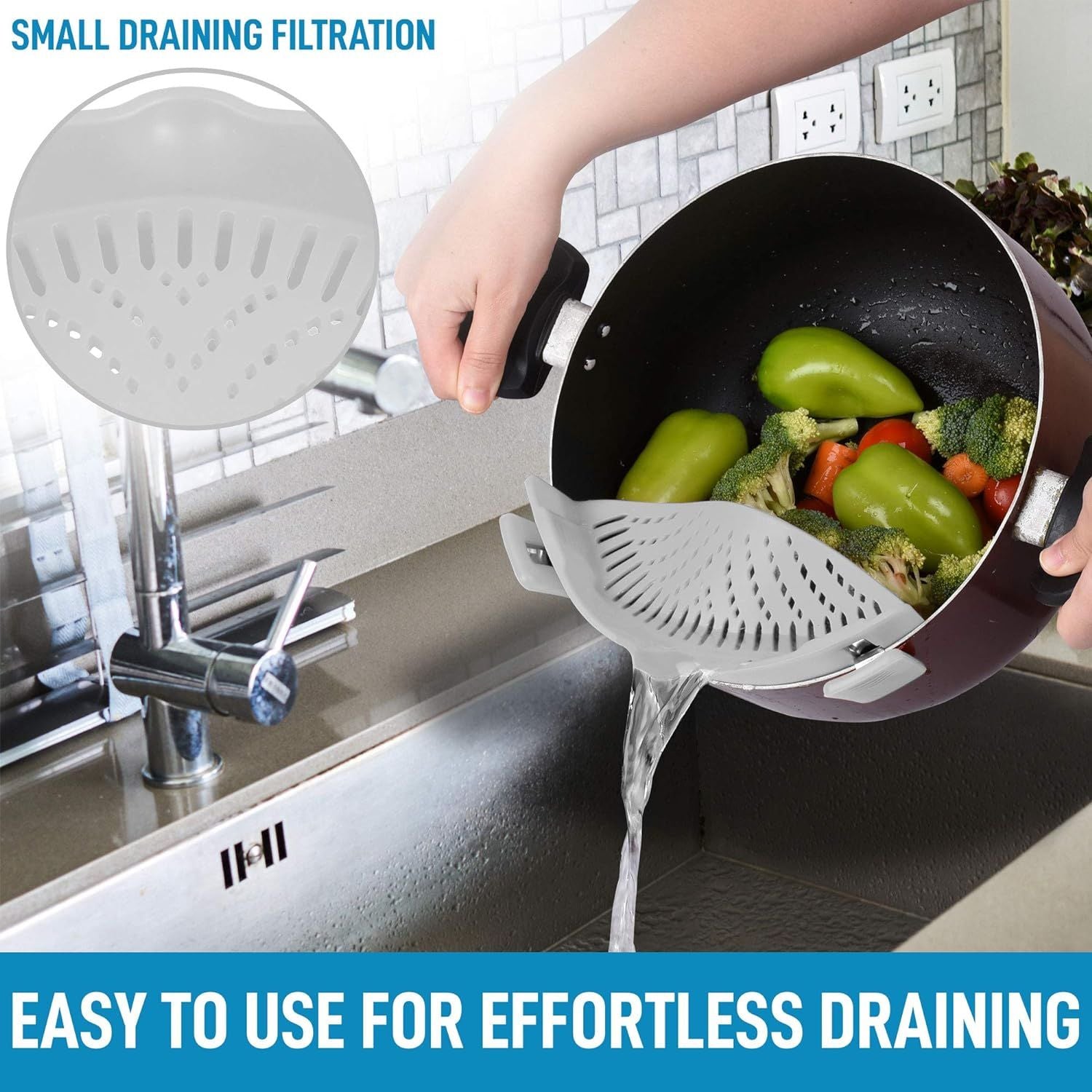 Easy to Use For Effortless Draining Silicone Pot Stainer by Zulay Kitchen