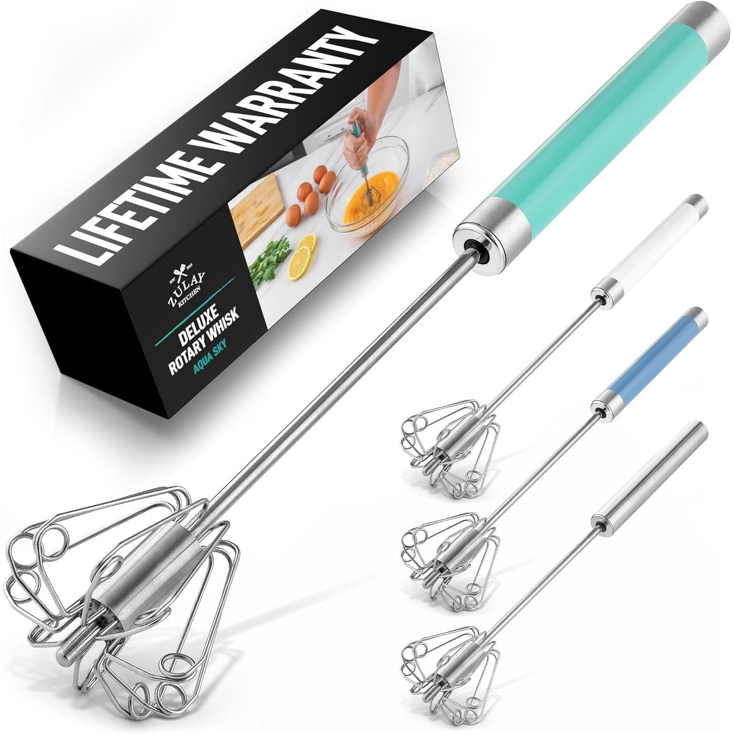 Egg Beater Push Whisk -Aqua Sky by Zulay Kitchen