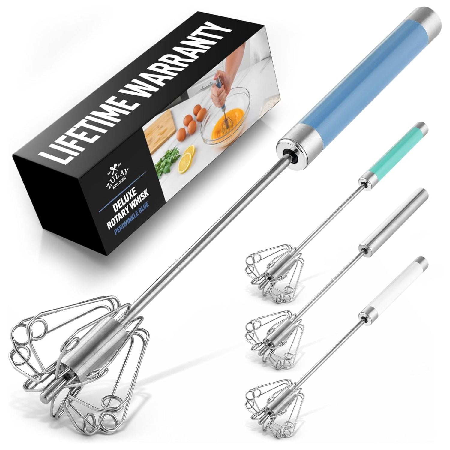 Egg Beater Push Whisk -Periwinkle Blue by Zulay Kitchen