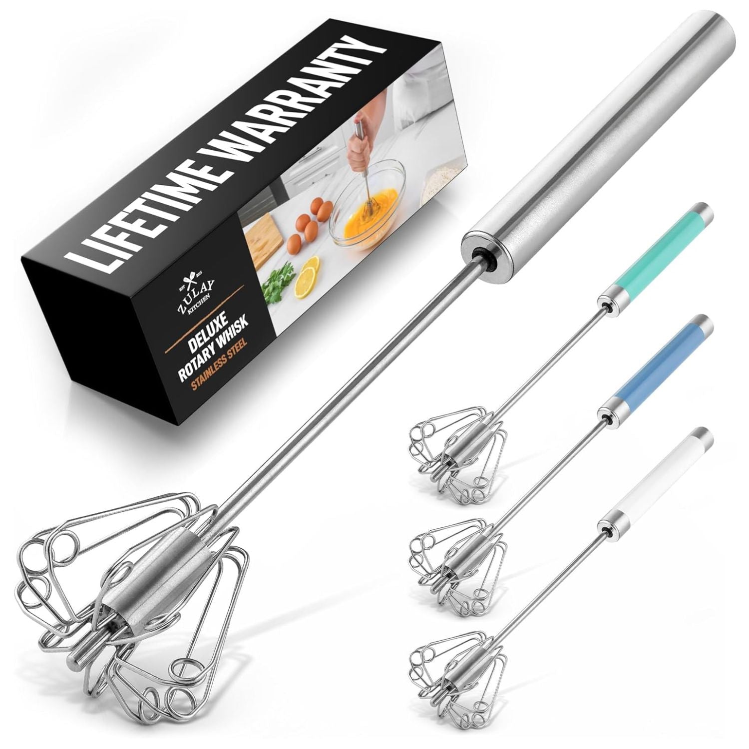 Egg Beater Push Whisk -Silver by Zulay Kitchen