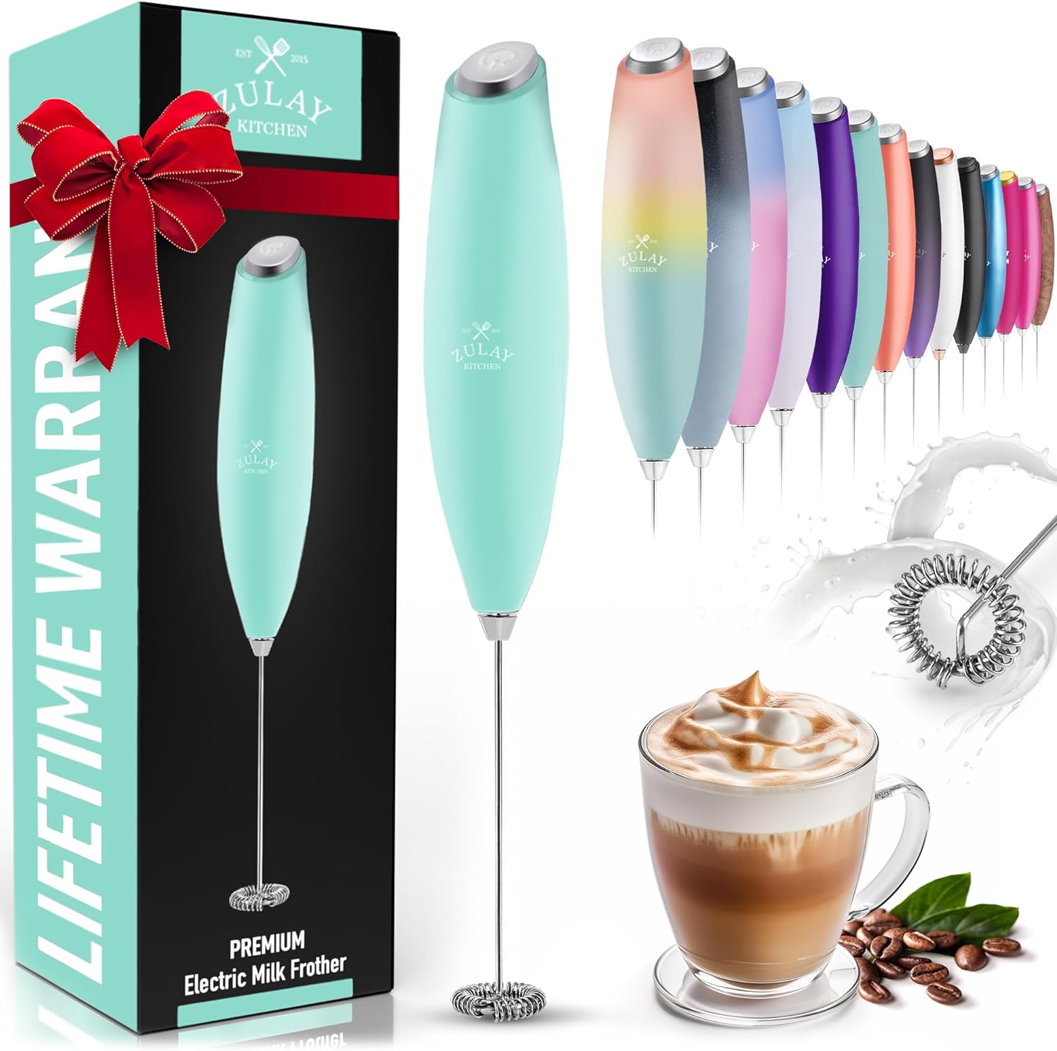 Powerful Handheld Electric Milk Frother WITH STAND & BATTERIES Coffee Mixer  Gift