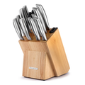 Stainless Steel Kitchen Knife Set With Block and Sharpener