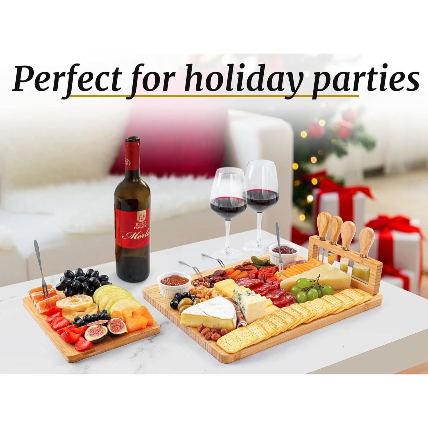 Perfect For Holiday Parties Cheese Board Platter Set by Zulay Kitchen