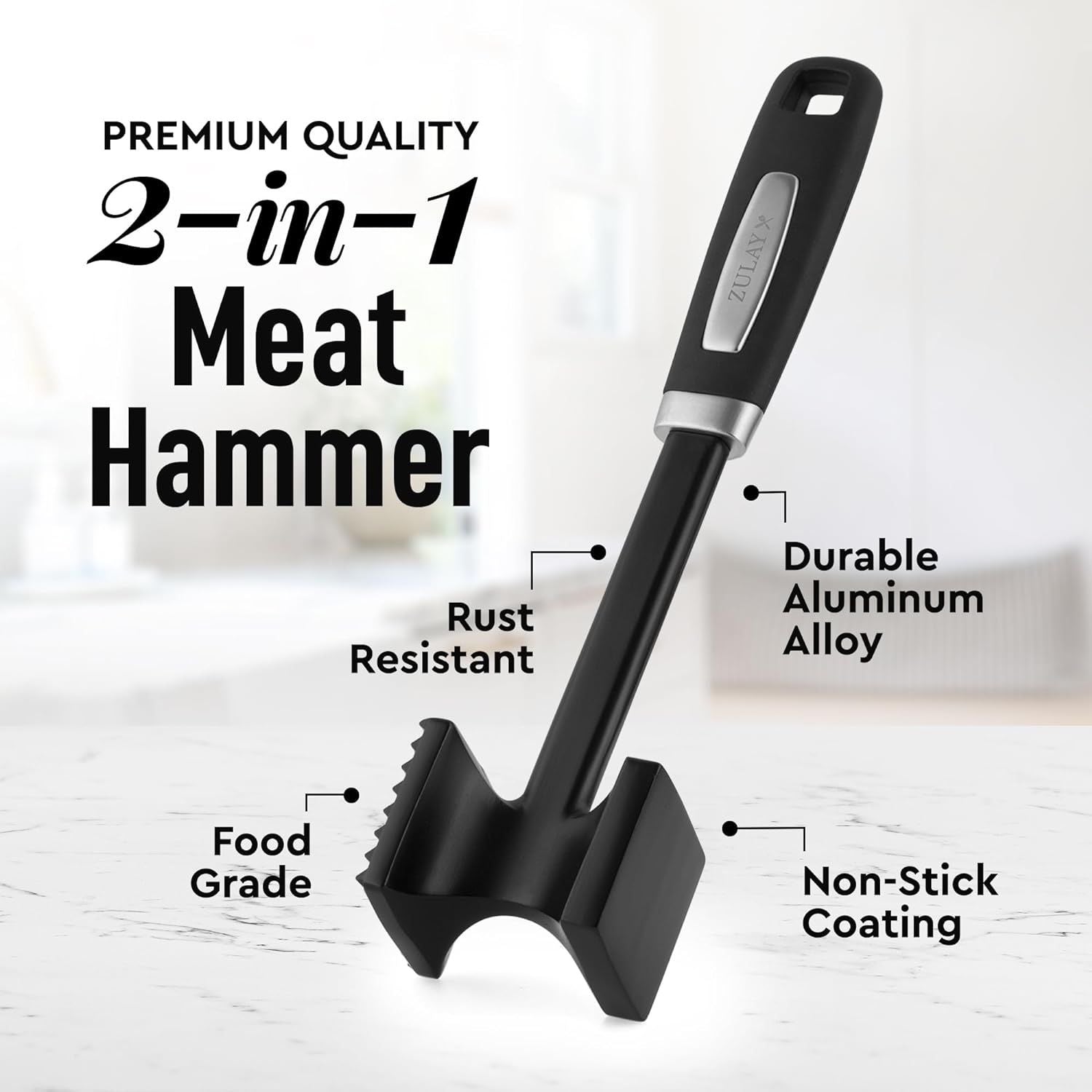 Premium Quality 2 in 1 Meat Hammer by Zulay Kitchen