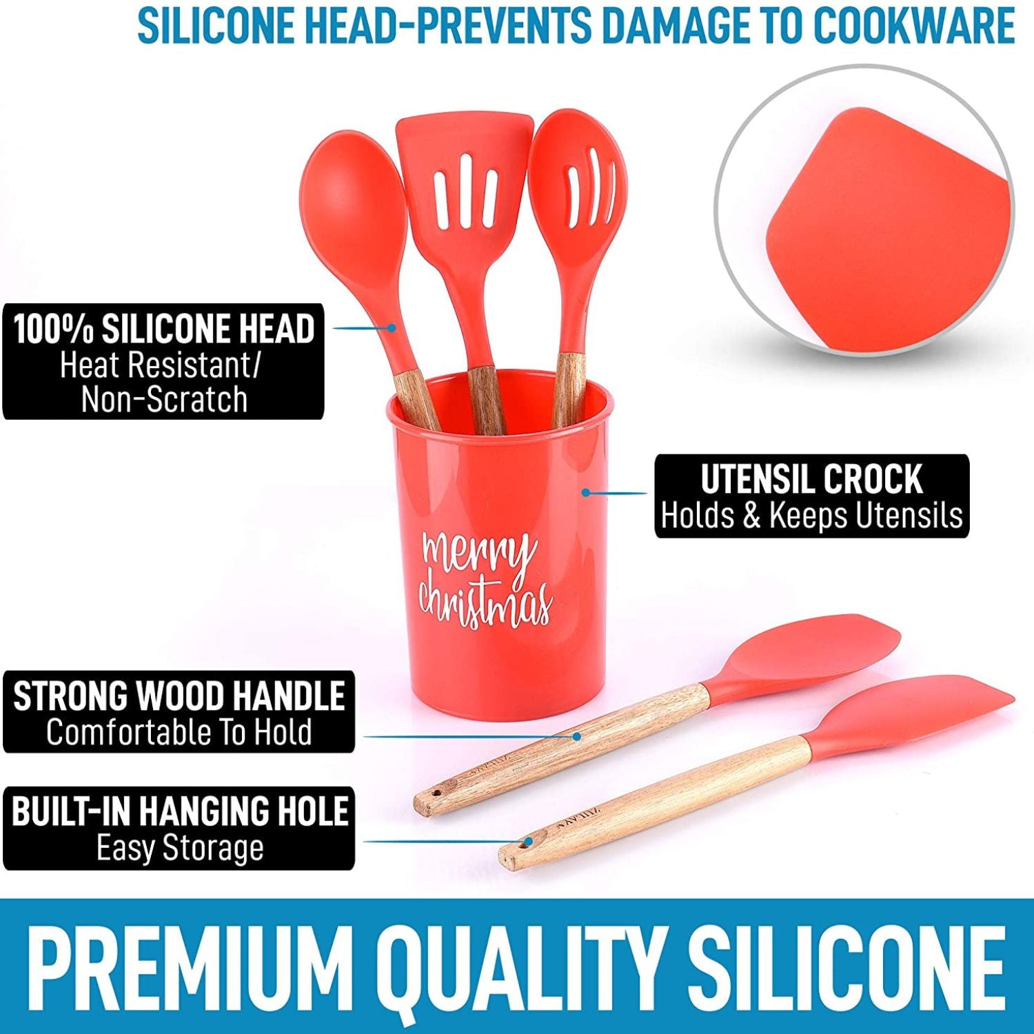 Premium Quality Silicone Christmas Spatula Set by Zulay Kitchen