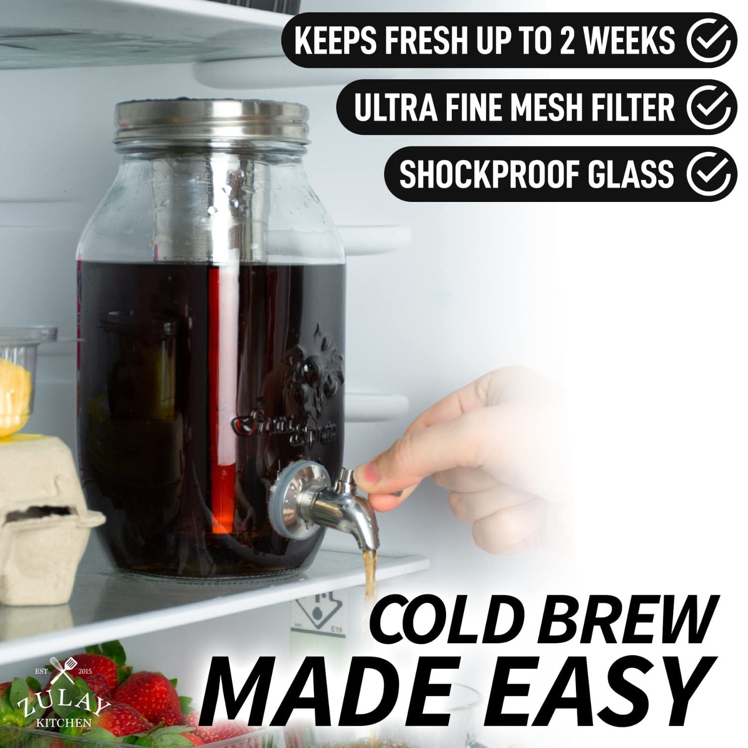 Shockproof Glass Cold Brew Jug by Zulay Kitchen