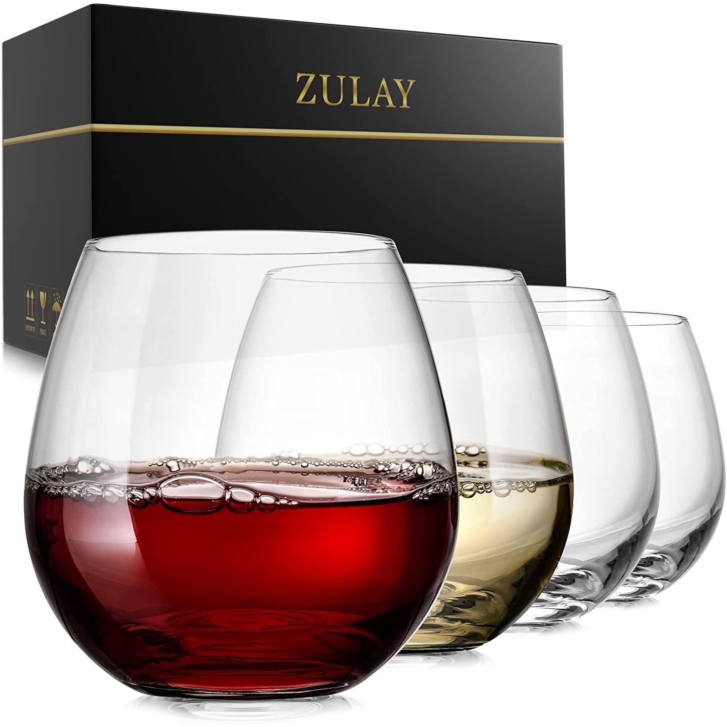 Stemless Wine Glasses Set - 4 Pack by Zulay Kitchen