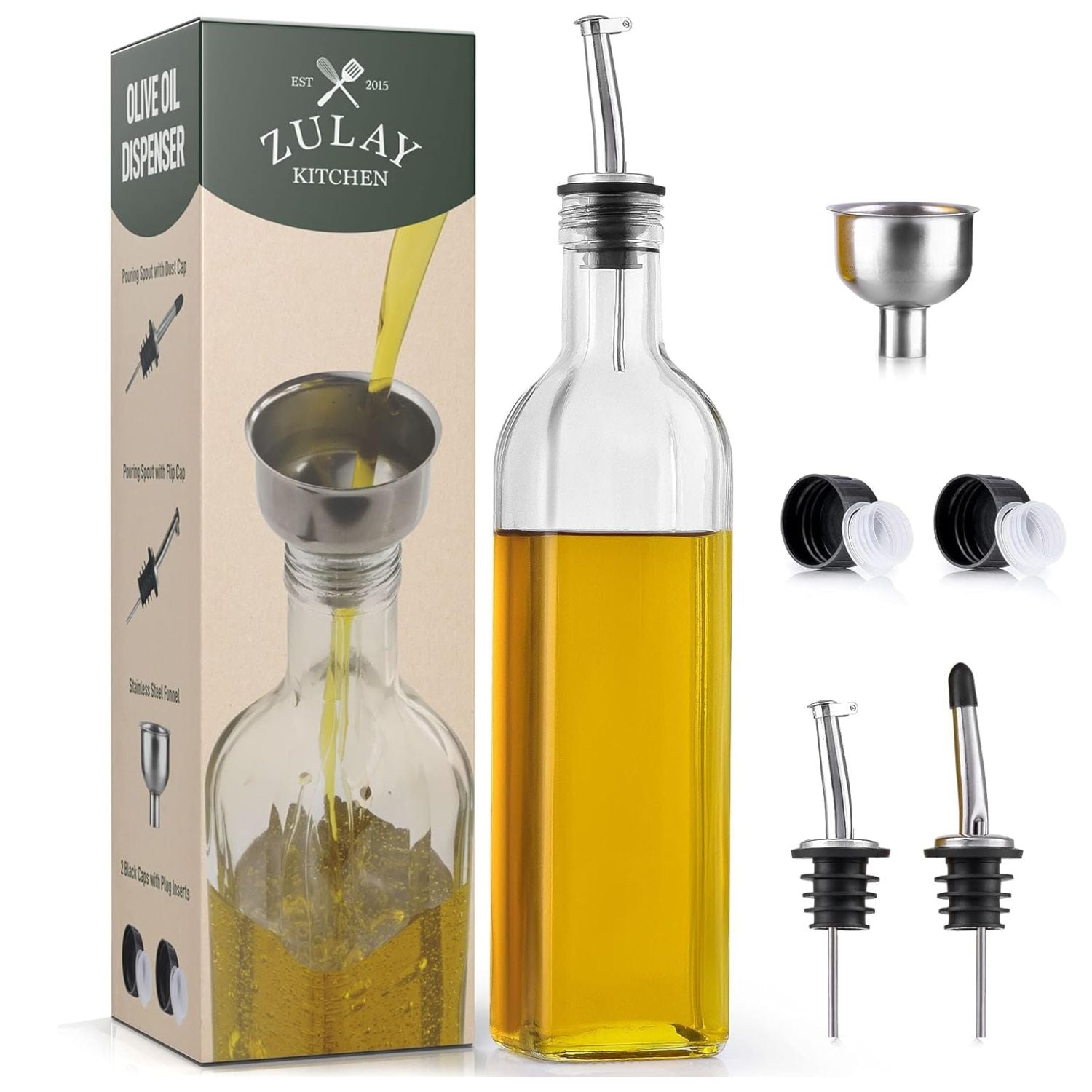 Olive Oil Dispenser Bottle with Accessories - 1 Pack Clear by Zulay Kitchen