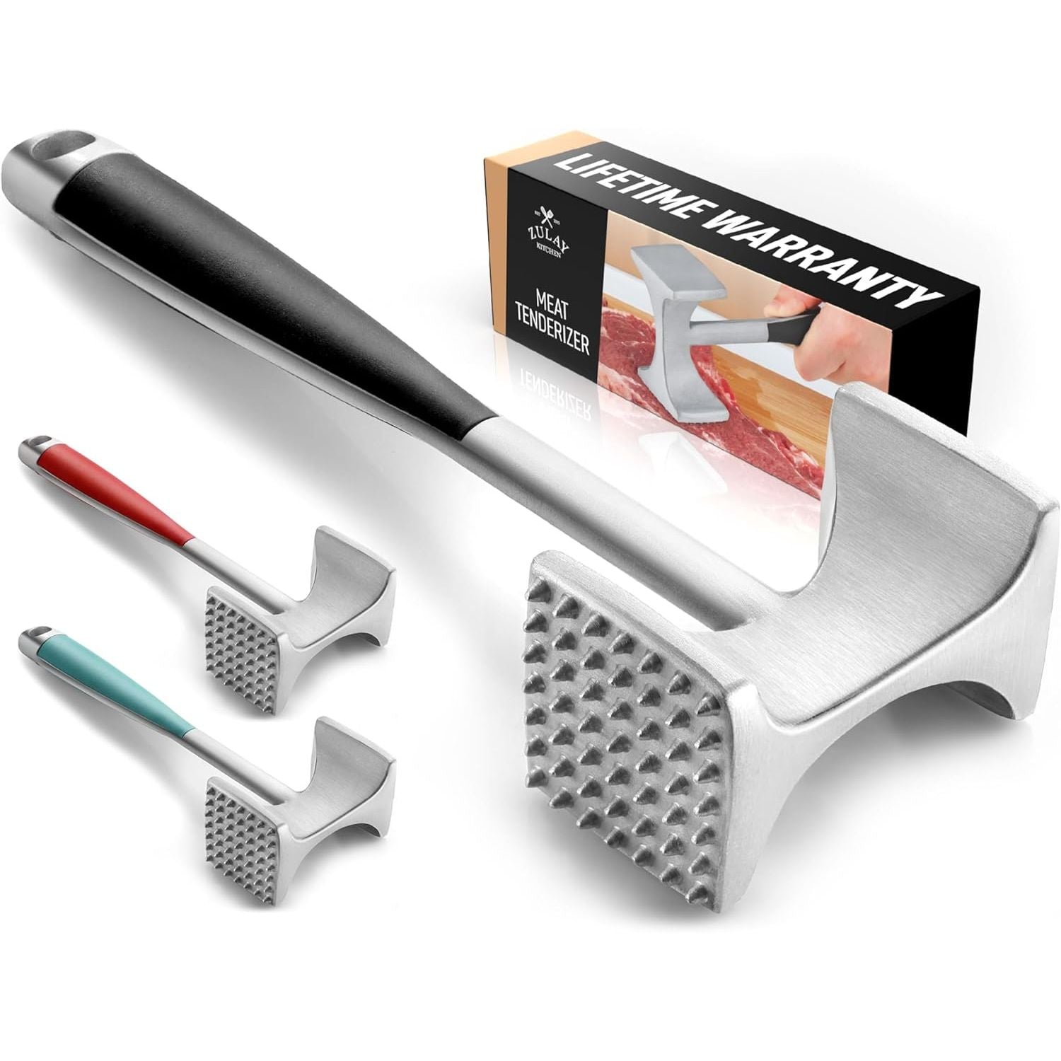 Professional Meat Tenderizer Tool with Comfort Grip - Black Handle by Zulay Kitchen