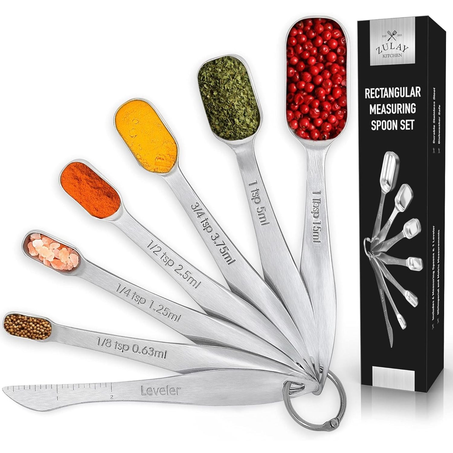 Measuring Spoon Set With Leveler - 7 Piece by Zulay Kitchen