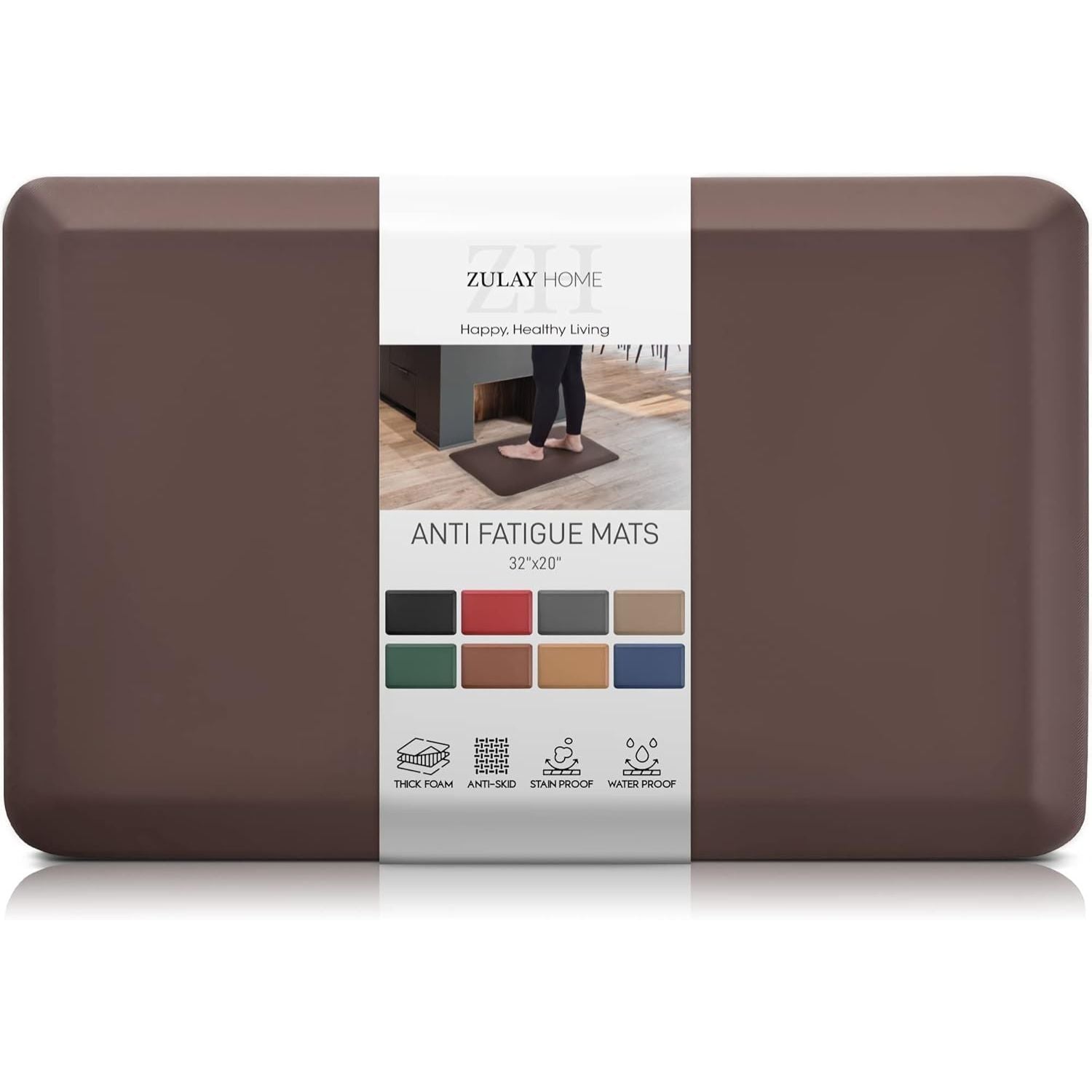 Anti Fatigue Kitchen Mats - Brown (32x20 Inch) by Zulay Kitchen