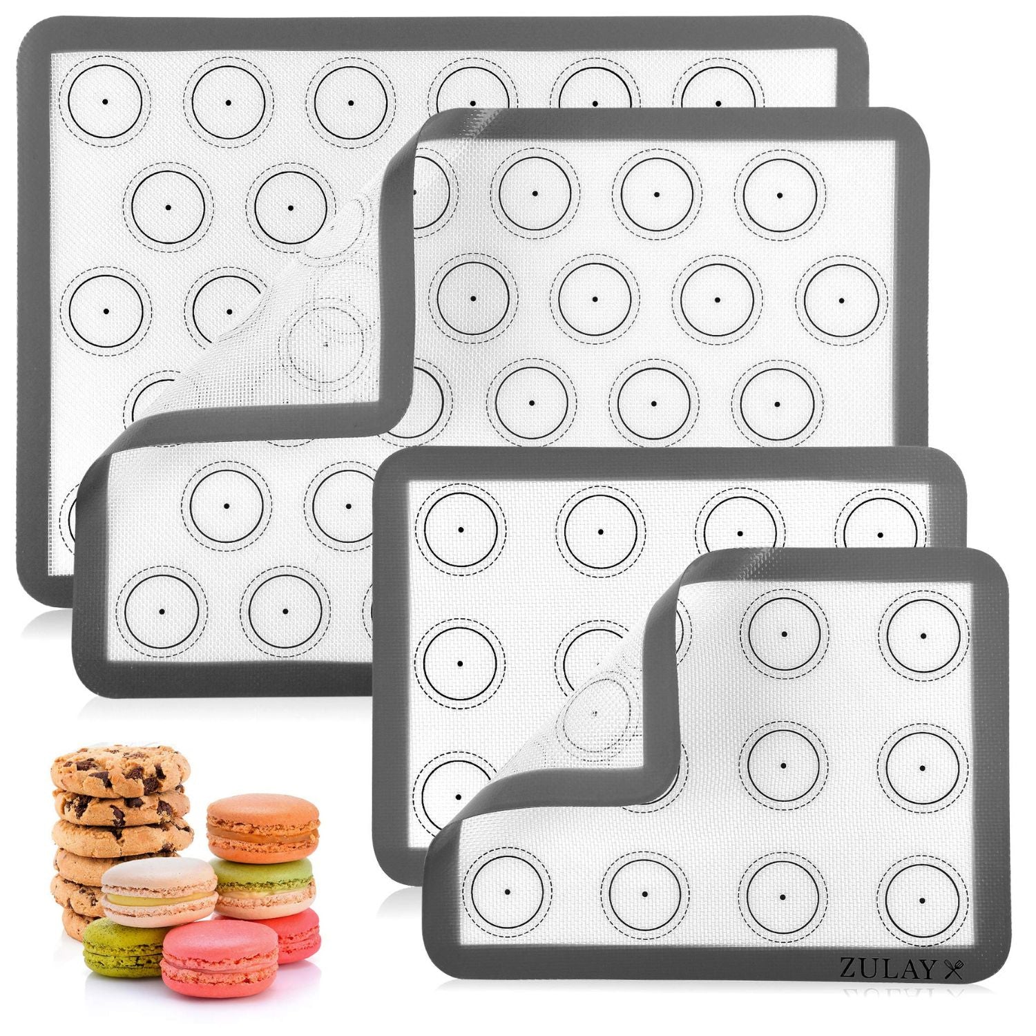 Macaron Silicone Baking Mats - Gray by Zulay Kitchen