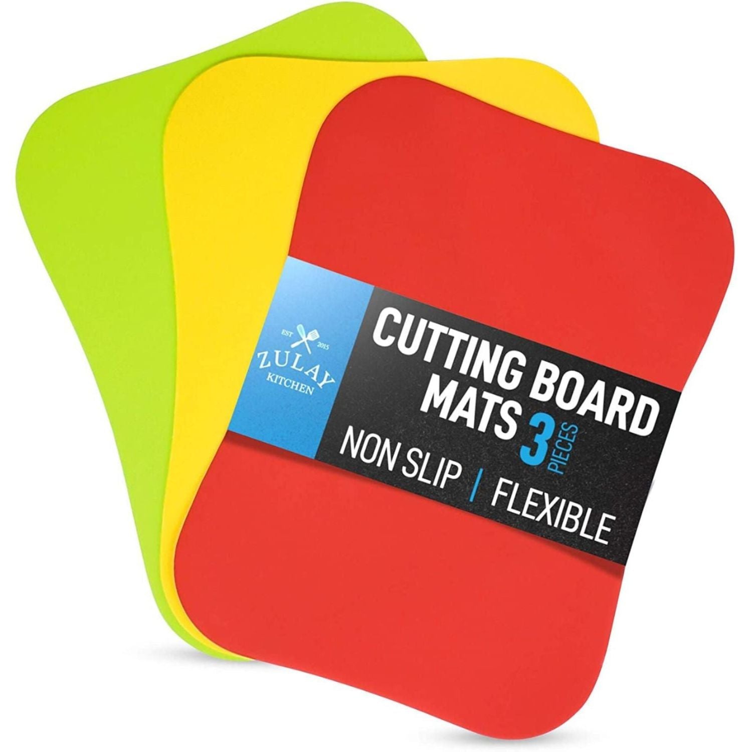 Flexible Cutting Board Mats - Set of 3 Curved Edge by Zulay Kitchen