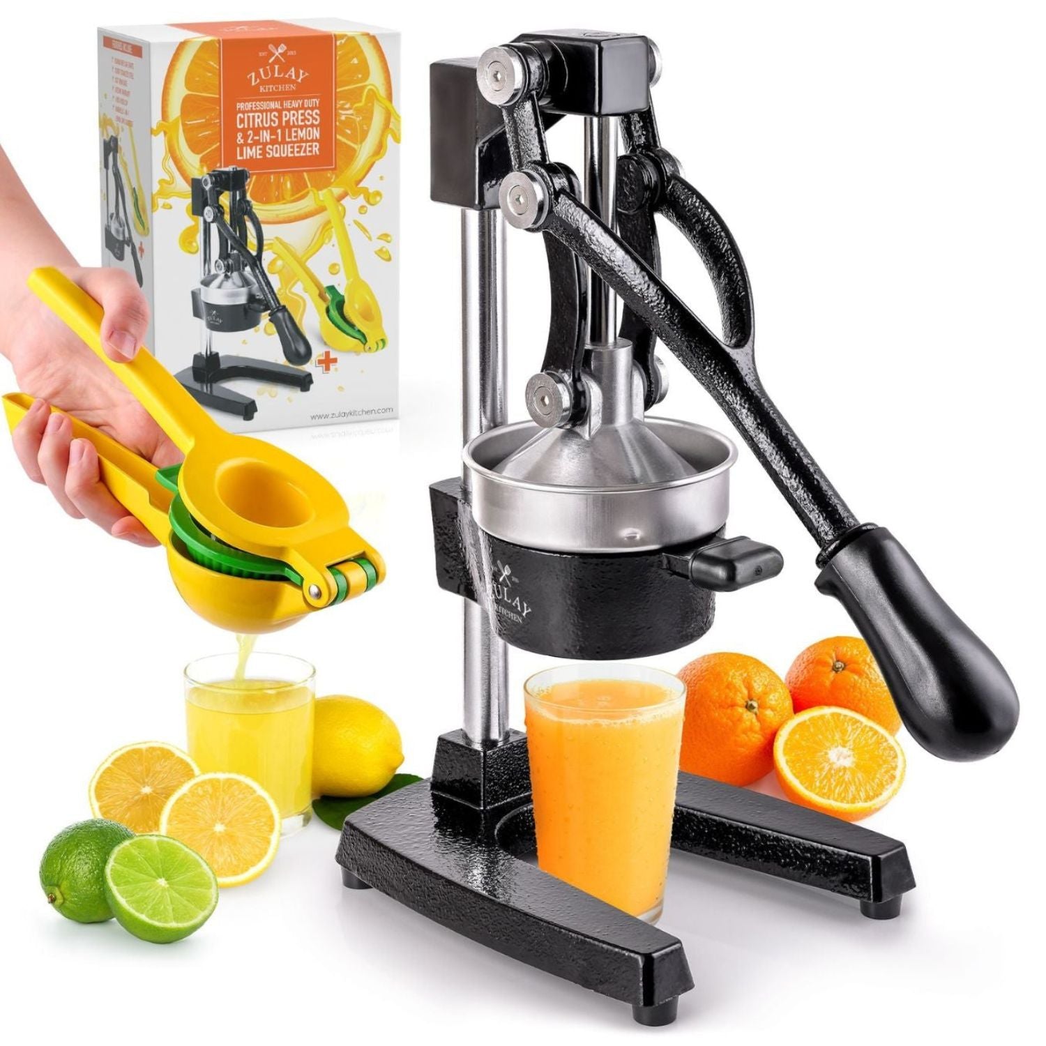 Professional Citrus Juicer + 2 in 1 Lemon Squeezer COMPLETE SET by Zulay Kitchen