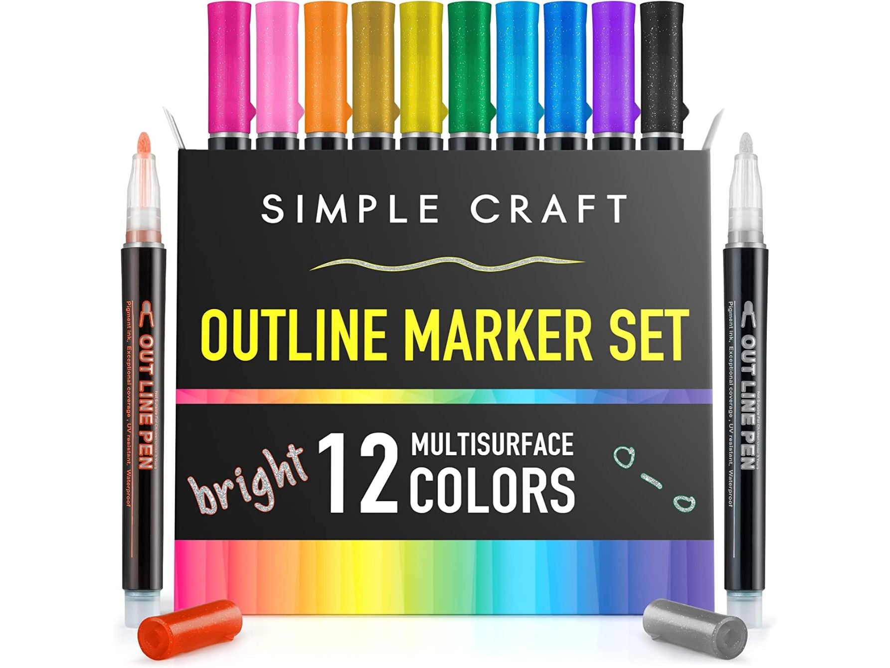 Self-outline Metallic Marker , Double Line Pen , Outline Craft Marker 8  Color Set , DIY Craft Metallic Outline Pen -  Sweden