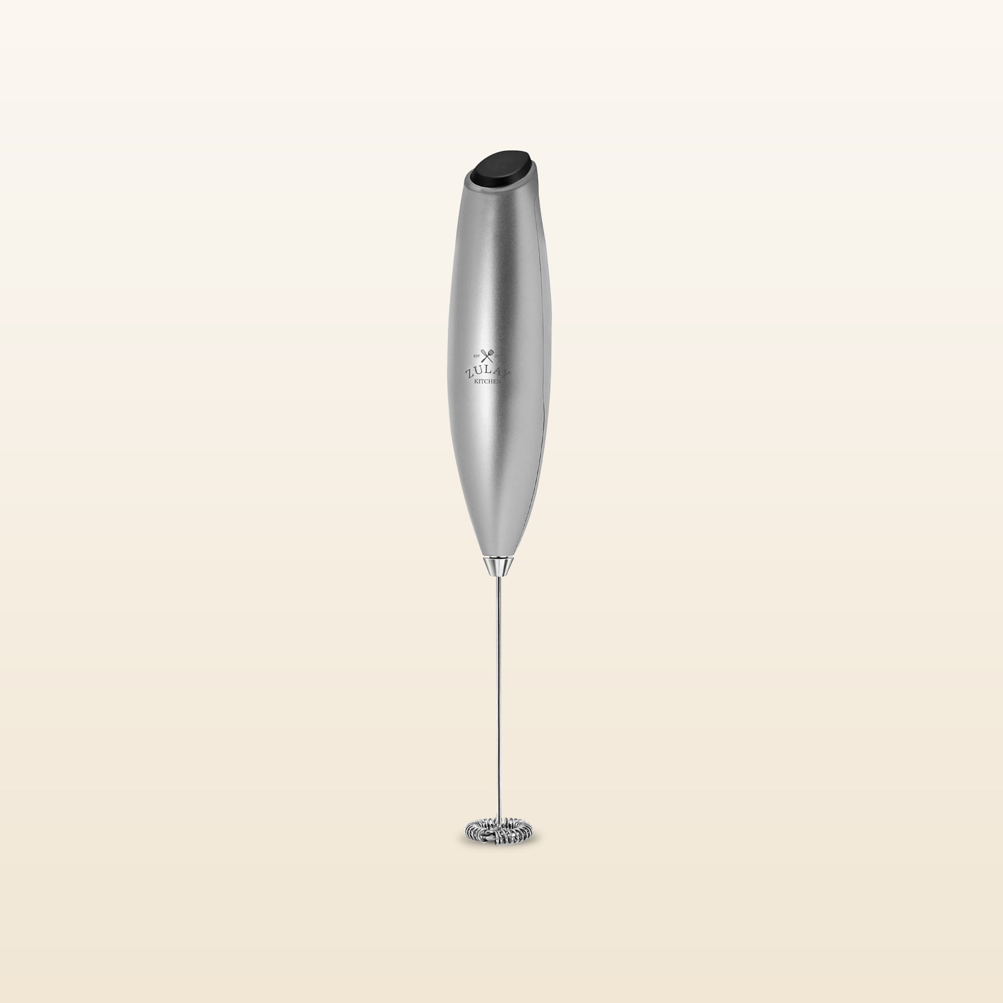 Zulay Milk Frother (Without Stand)	Silver with Black Button by Zulay Kitchen