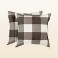 Buffalo Plaid Throw Pillow Covers - Brown & White (16x16 Inch) by Zulay Kitchen