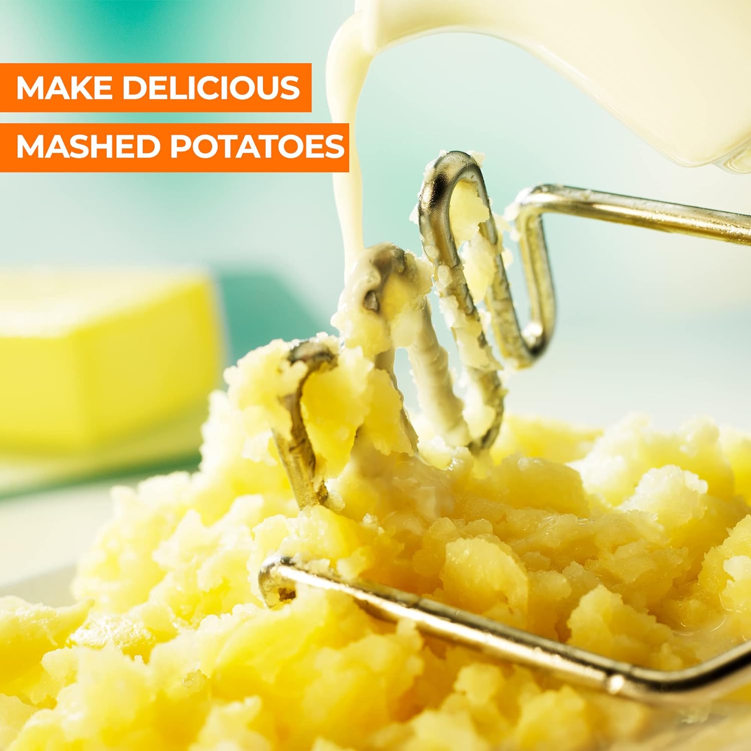 Zulay Kitchen Potato Masher with Premium Silicone Yellow
