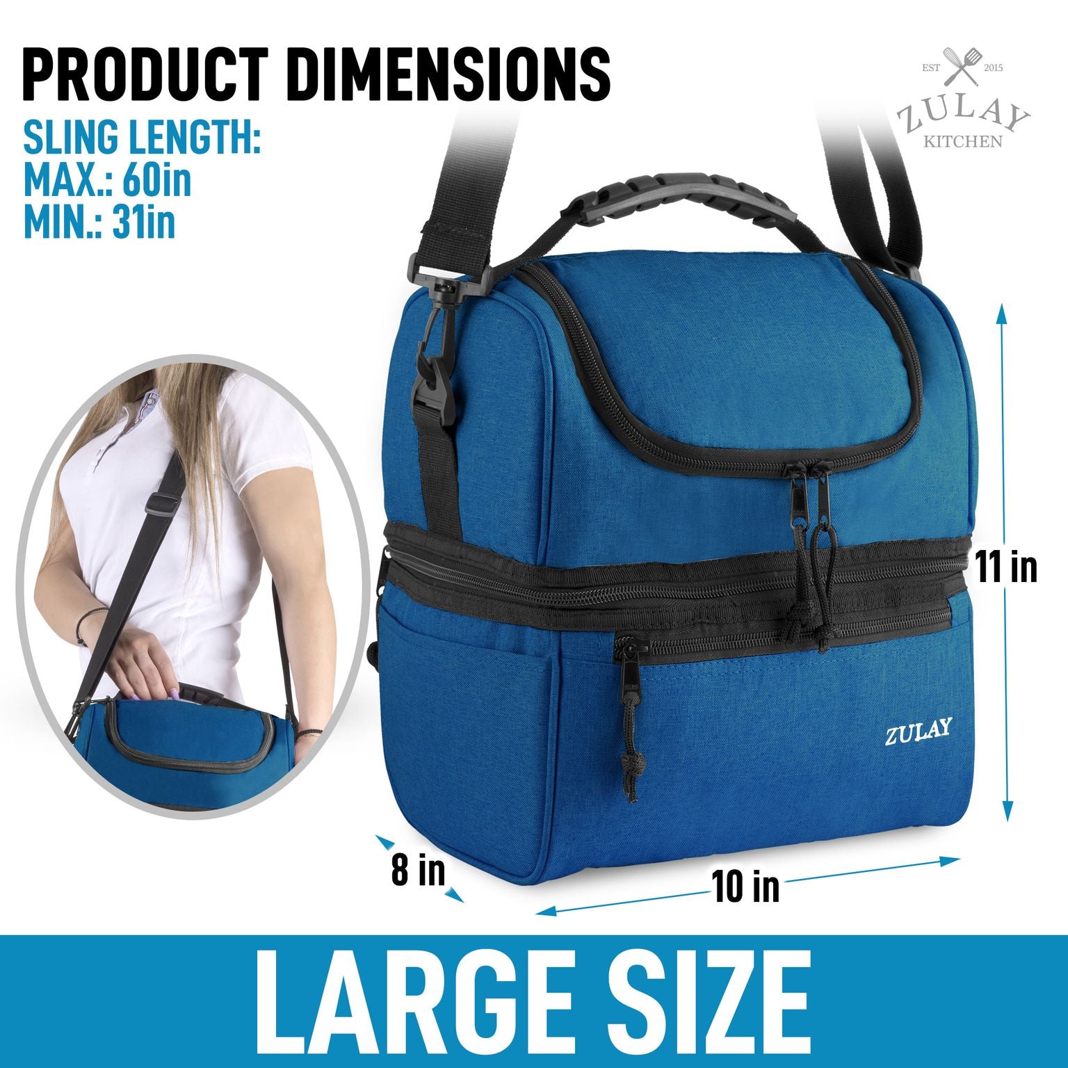 Zulay Kitchen Insulated 2-Compartment Lunch Box Bag With Strap - Caribbean  Blue, 1 - Kroger
