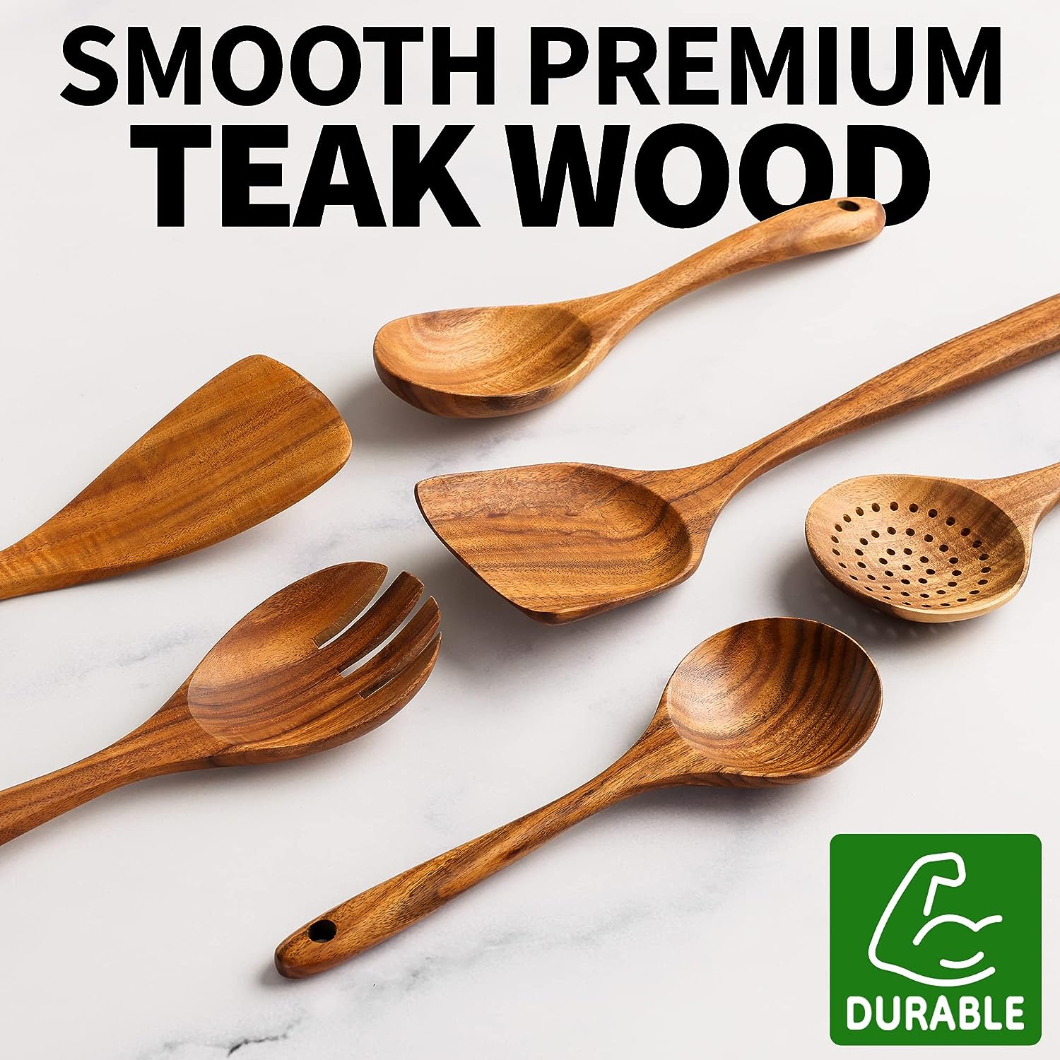 Wooden Spoons for Cooking,Wooden Utensils for Cooking Teak Wooden Kitchen  Utensil Set - Wooden Cooking Utensils Wooden Spatula 