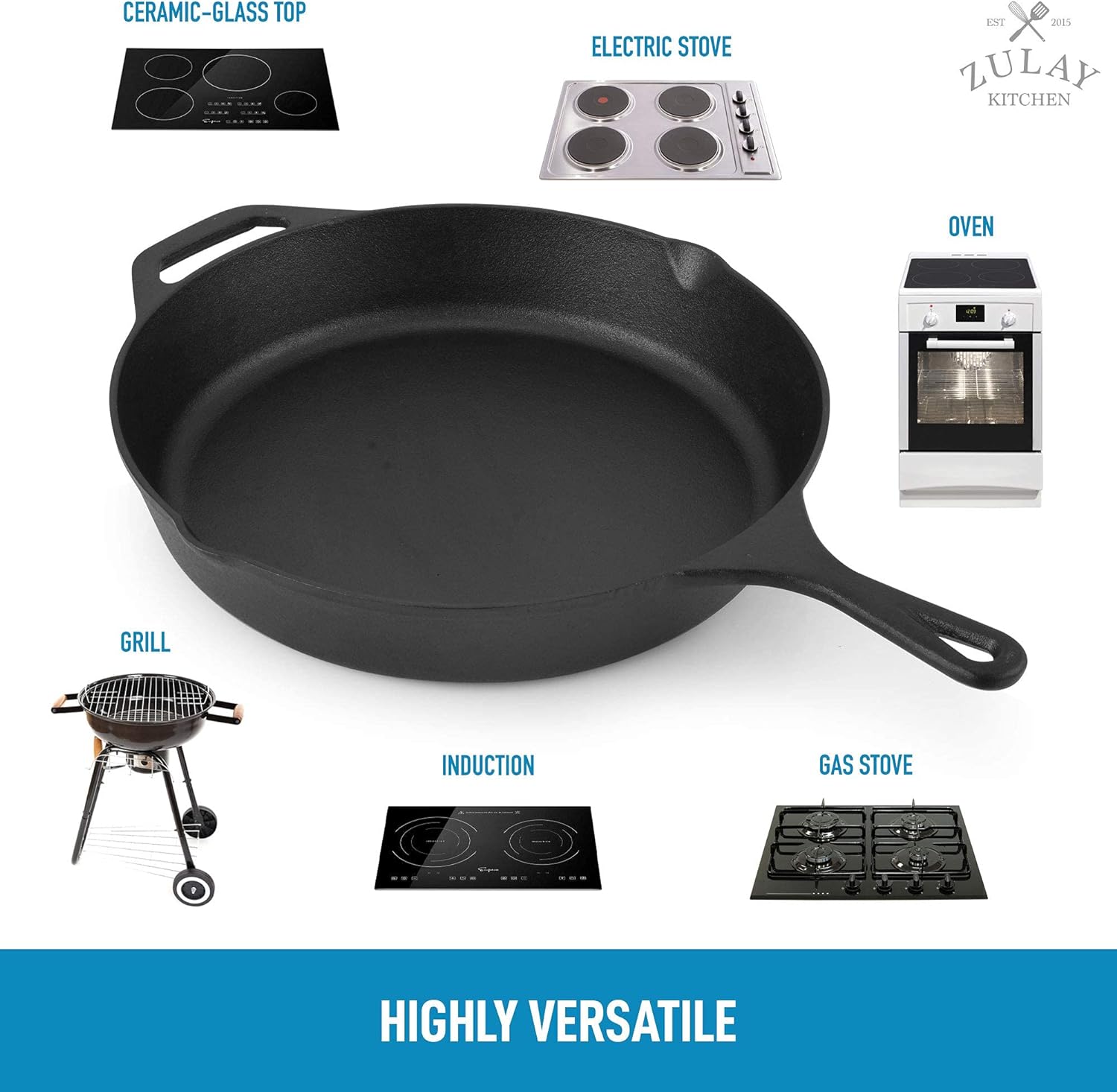  Cast Iron Skillet - 12 Inch Versatile and Durable Cast