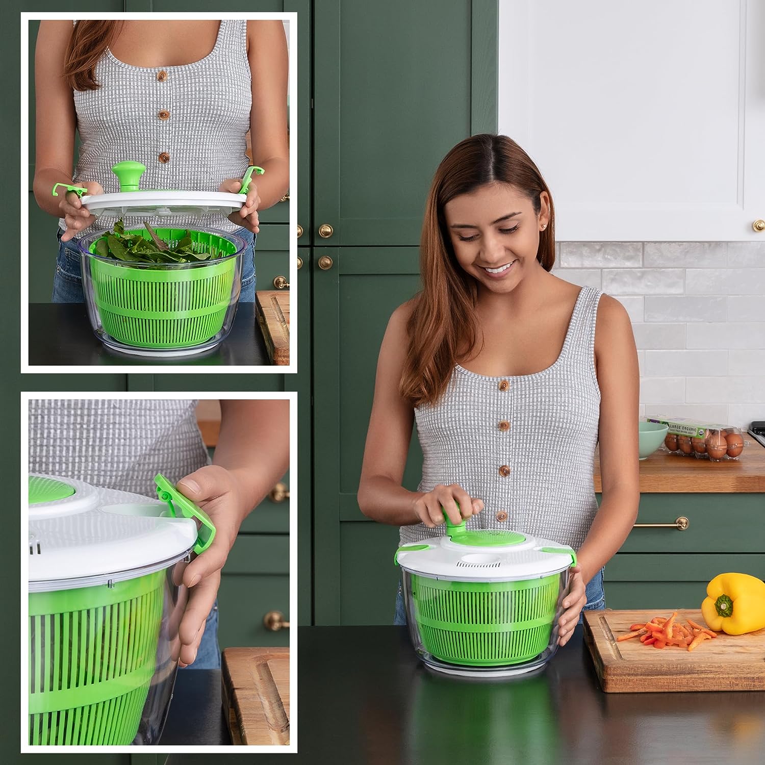 Heaunzy salad Spinner large,lettuce spinner,stainless Steel with