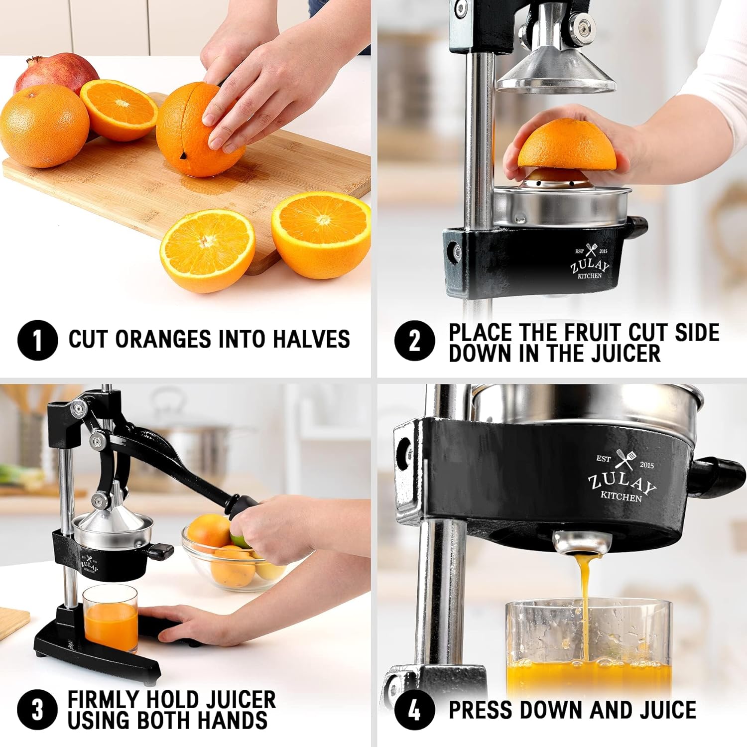 Zulay Kitchen Zulay Professional Citrus Juicer and Lemon Squeezer - Orange Juice Squeezer Lemon Juicer Lime Squeezer and Manual Juicer Press - Metal H
