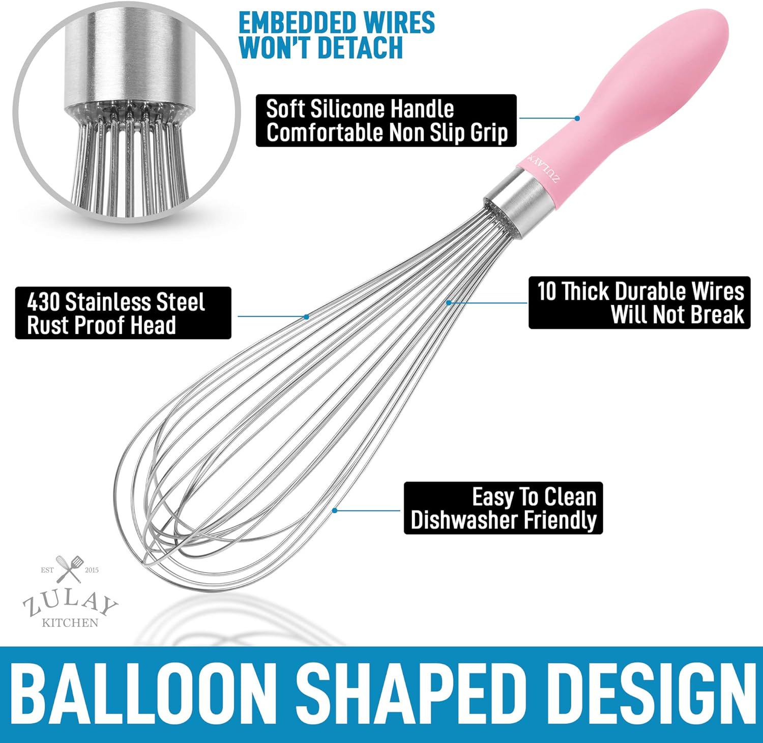 10 Balloon Whisk with Wooden Handle