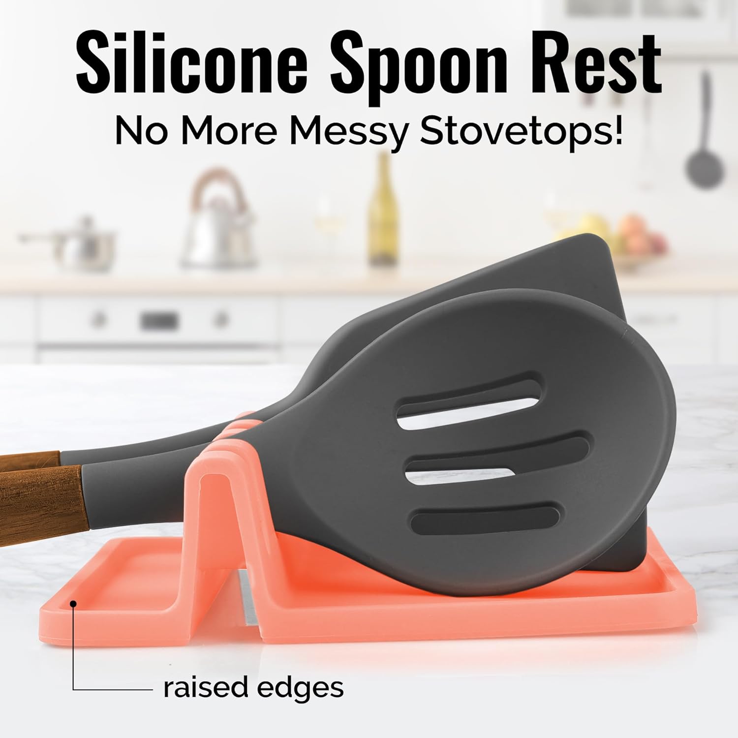 3.74 Silicone Spoon Rest Kitchen Utensil Holder, 1 Set/2pcs