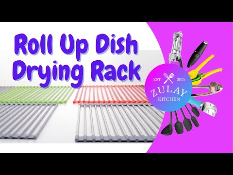 Zulay Kitchen Roll Up Dish Drying Rack - Black