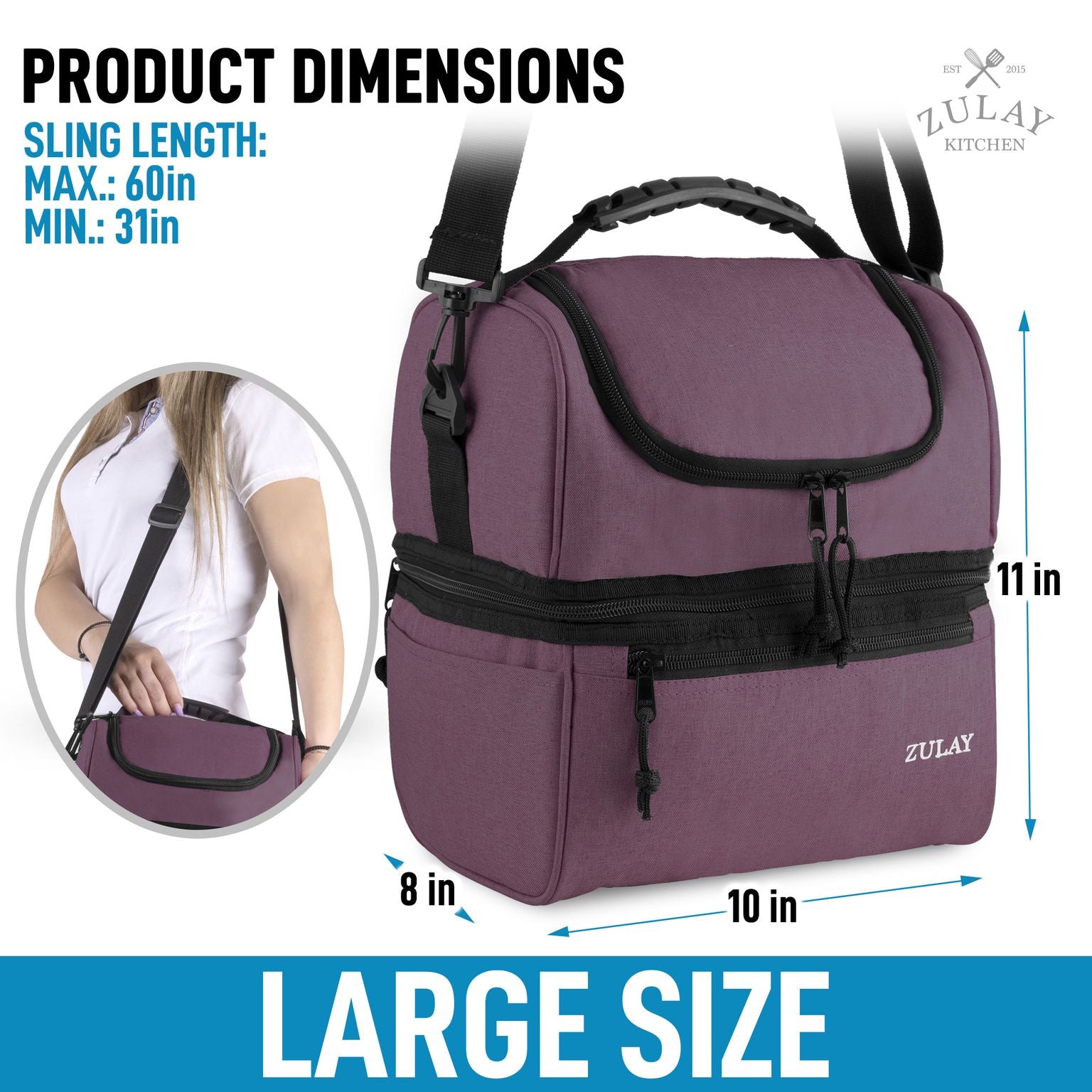 - Kitchen Zulay With Save Strap Big Bag Insulated Online Today | Box Lunch 2-Compartment