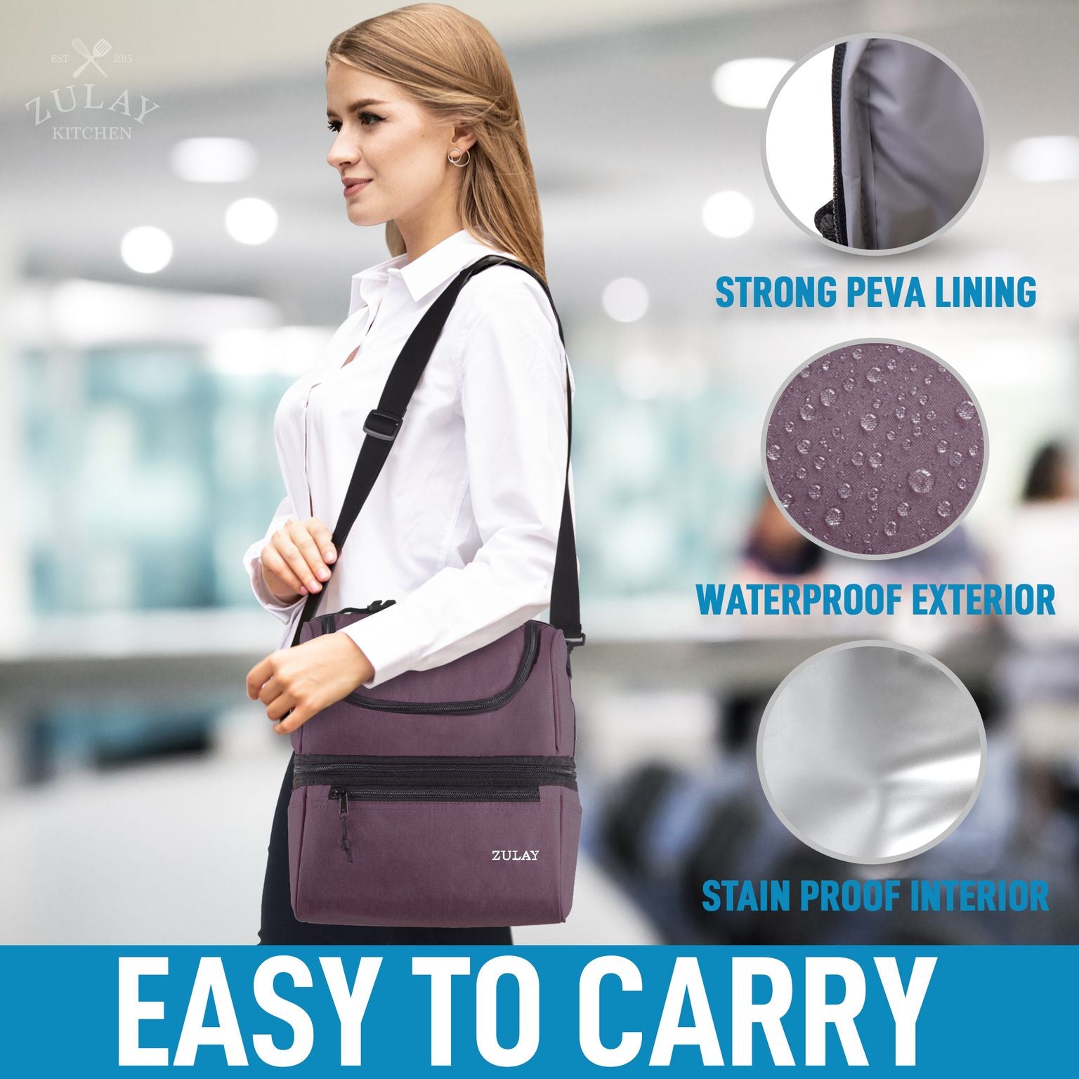 Insulated 2-Compartment Lunch Box Save Online Bag Kitchen Today Strap | Zulay With Big 