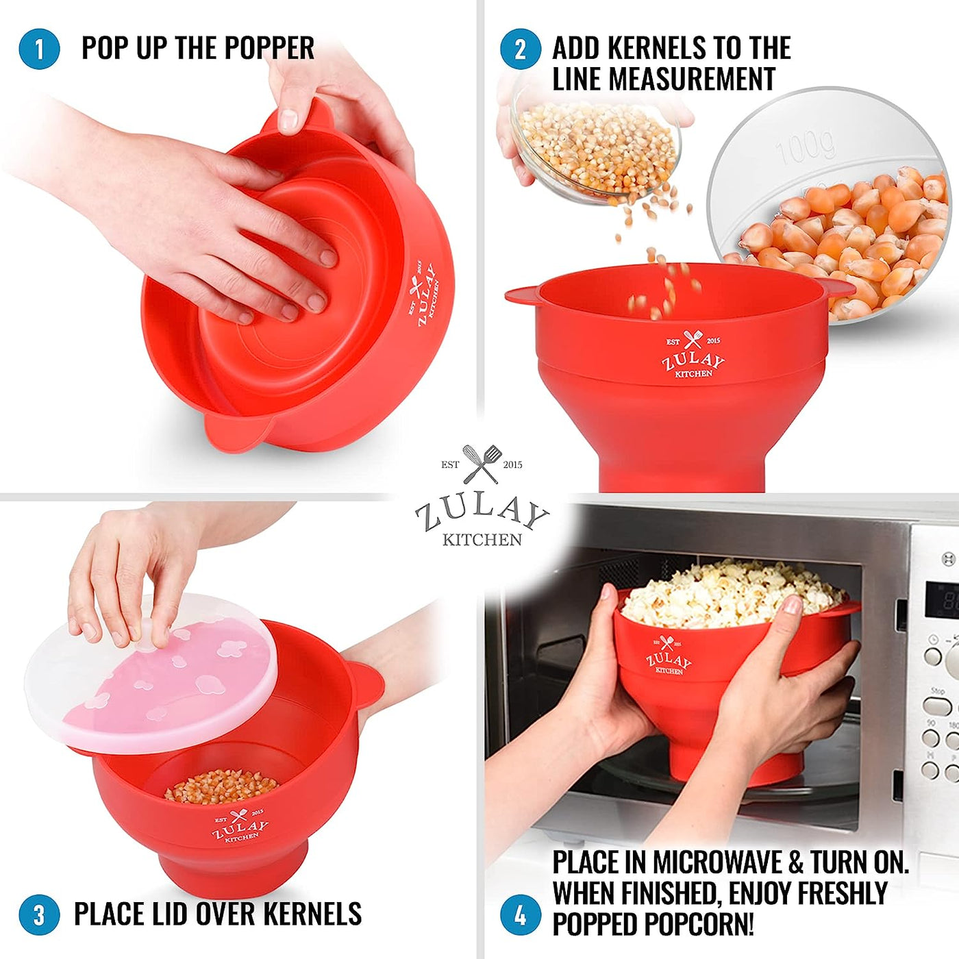 Collapsible Silicone Popcorn Maker Online | Zulay Kitchen - Save Big Today