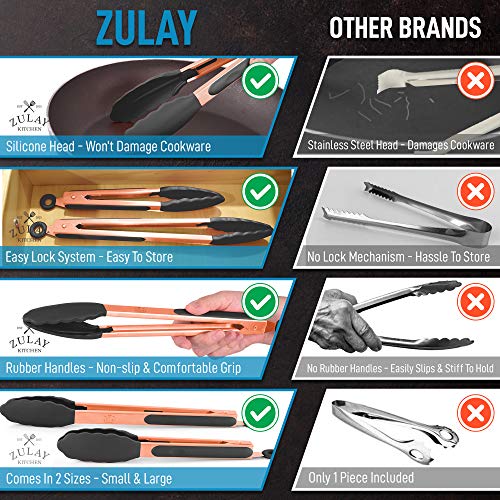 Stainless Steel Silicone Tongs for Cooking, Set of 2, 7 and 9 Inch