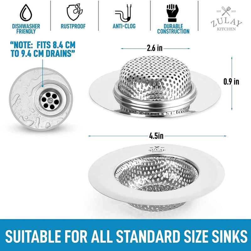 Sink Drain Strainer (2 Pack) - Wide Rim 4.5” Diameter Online | Zulay ...