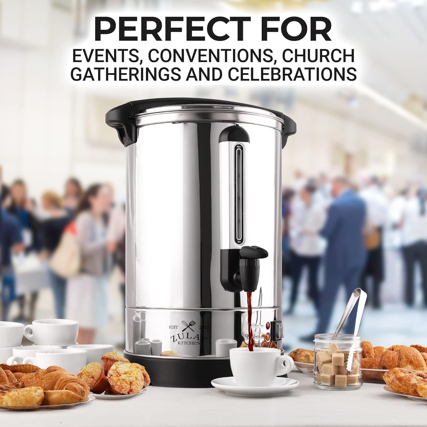 65 Cup Commercial Coffee Urn and Hot Beverage Dispenser in Silver