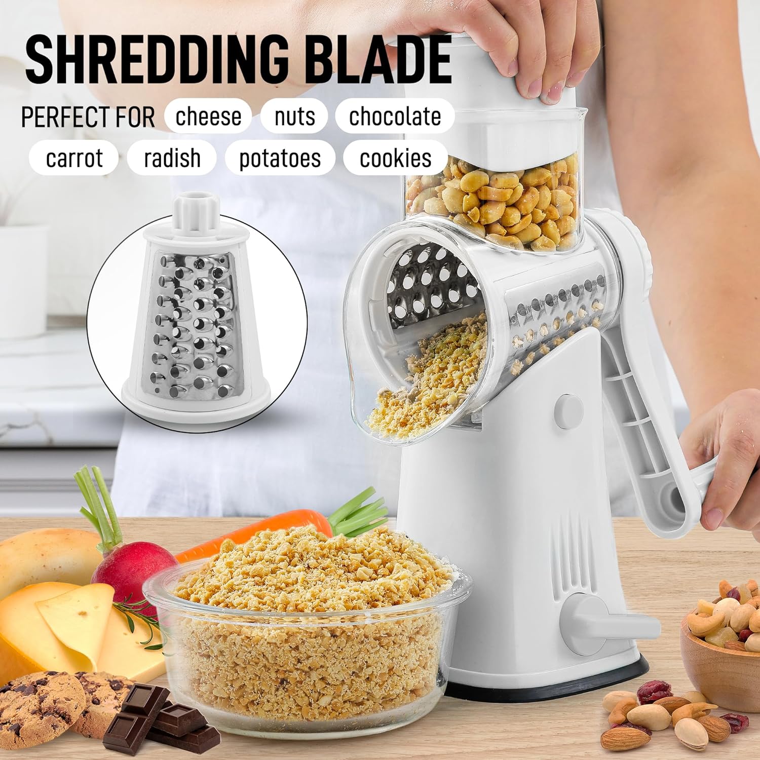 Zulay Kitchen Manual Rotary Cheese Grater with Handle - White, 1 - City  Market