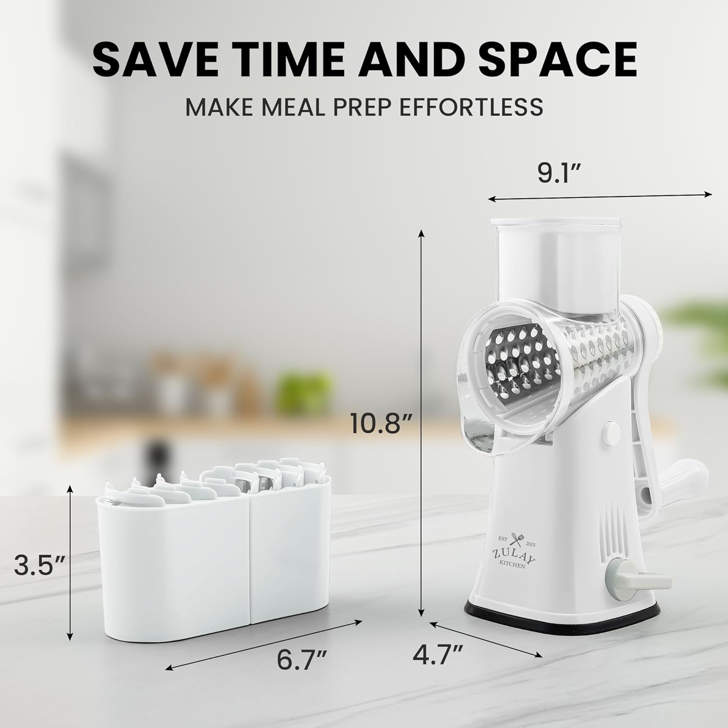 Rotary Cheese Grater with 5 Interchangeable Stainless Steel Blades