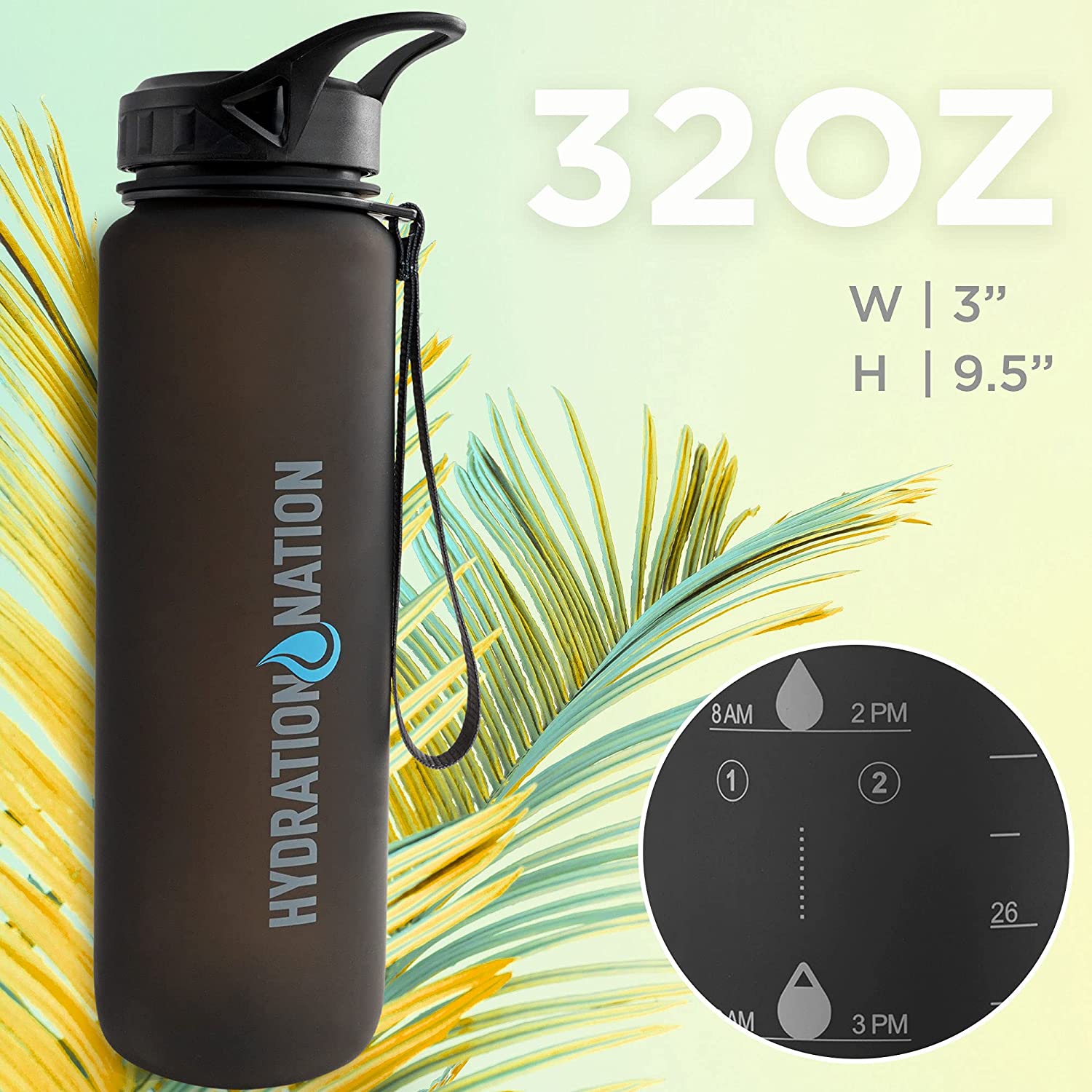 Simple Modern 1-Gallon Water Bottle with Straw Lid with Ounce Markers  (Black)