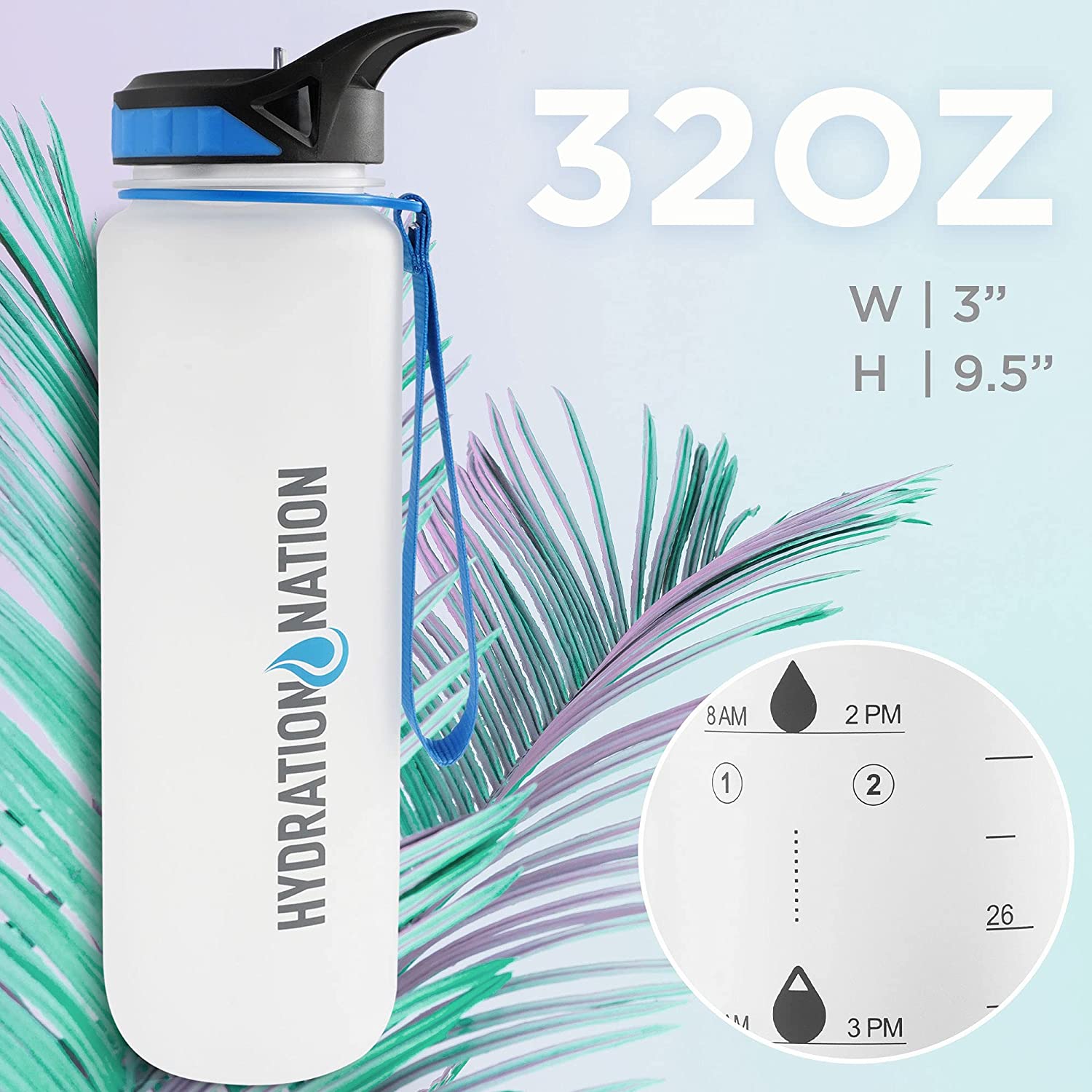 Zulay Kitchen Hydration Nation Water Bottle With Motivational Time