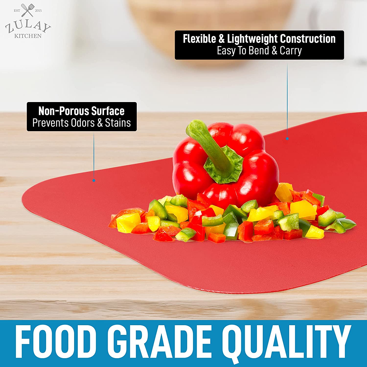Hobeauty Extra Thin Flexible Cutting Boards for Kitchen - Cutting Mats for  Cooking, Colored Cutting Mat Set with Easy-Grip Handles