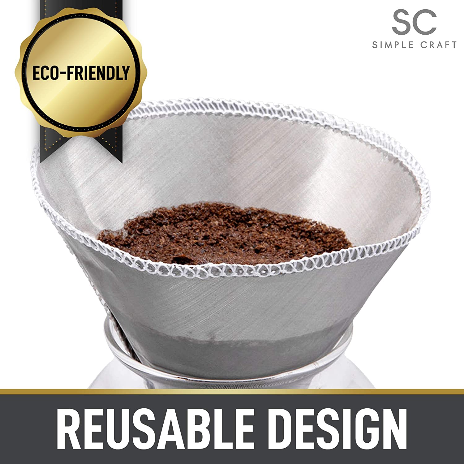 Pour Over Coffee Maker - Glass Carafe & Stainless-Steel Mesh Filter –